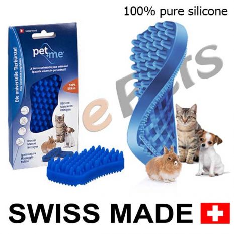 pet and me silicone brush blue