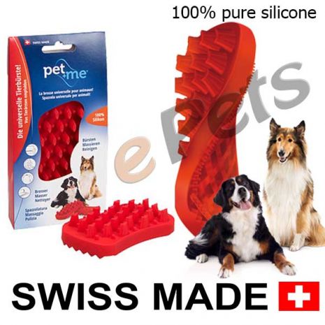 pet and me silicone brush red epets