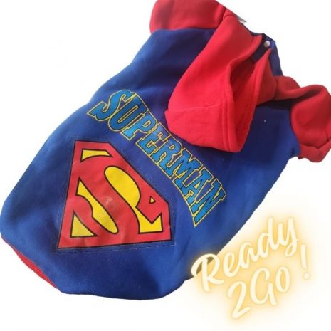 Κολλεγιακή μπλούζα σκύλου superman με κουκούλα